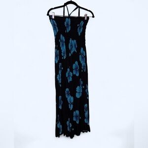 Blue floral print maxi dress